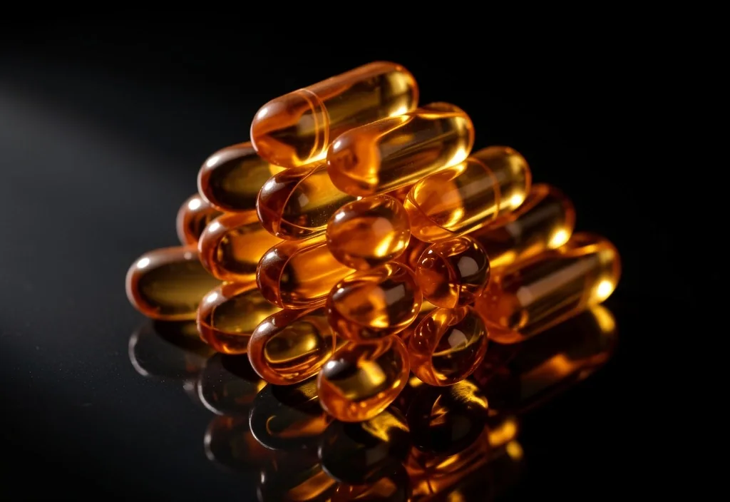 Macro view of supplement capsules in geometric arrangement